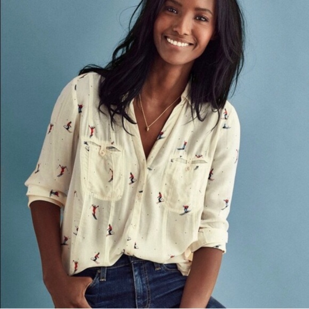 Maeve Conversationalist Button-Down Blouse
